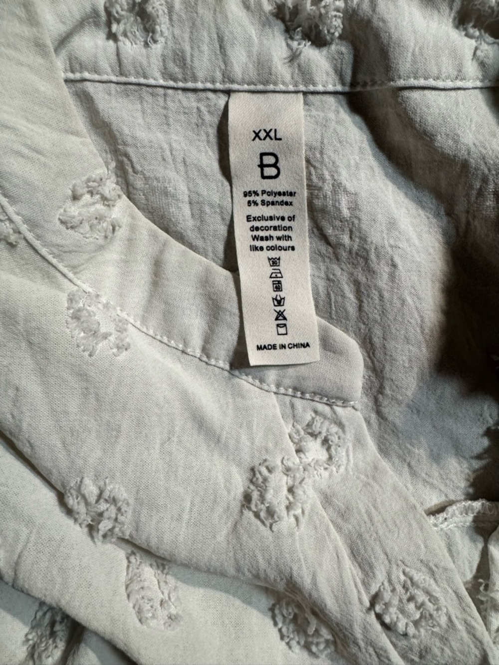 Light Embroidered XXL Blouse - Pale white